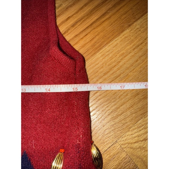 Andrea Jovine Wool Beaded Sweater Top Shirt Vest Small Vintage Red - Picture 12 of 12
